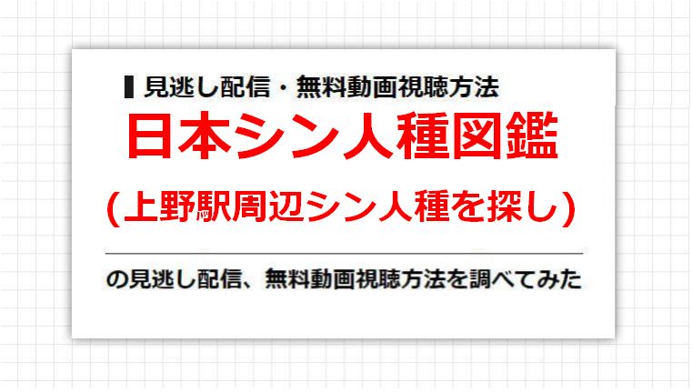 日本シン人種図鑑(上野駅周辺シン人種を探し)の見逃し配信、無料動画視聴方法を調べてみた
