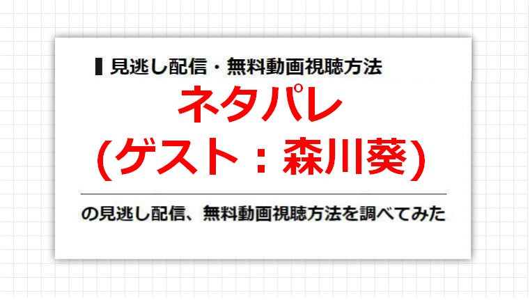 ネタパレ(森川葵)の見逃し配信、無料動画視聴方法を調べてみた