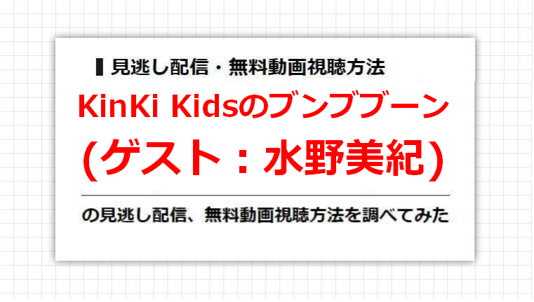 KinKi Kidsのブンブブーン(水野美紀)の見逃し配信、無料動画視聴方法を調べてみた